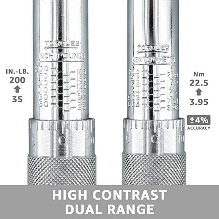 AmazonBasics Einrastender 1-4-Inch -Drehmomentschlüssel, 35-200 in.-lb, 3.95-22.5 Nm – Bild 5
