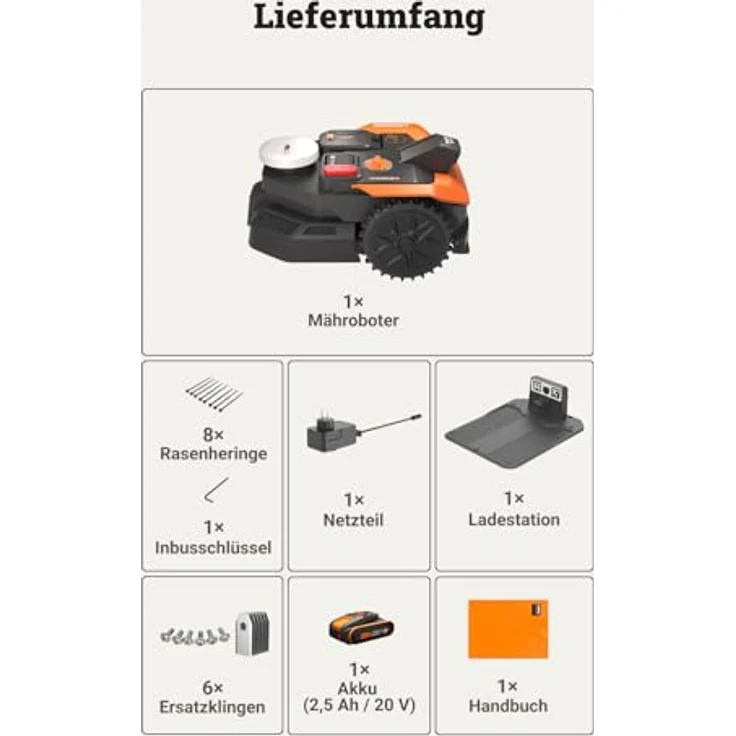 Worx Mähroboter S300 WR303E Landroid Vision Cloud, Hinderniserkennung in Echtzeit, RTK-Technologie, für Gärten bis 300 m² – Bild 9