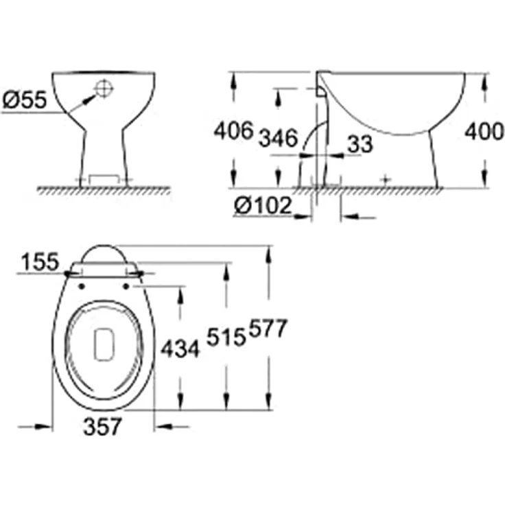 Grohe Stand-Tiefspül-WC BAU KERAMIK spülrandlos alpinweiß – Bild 3
