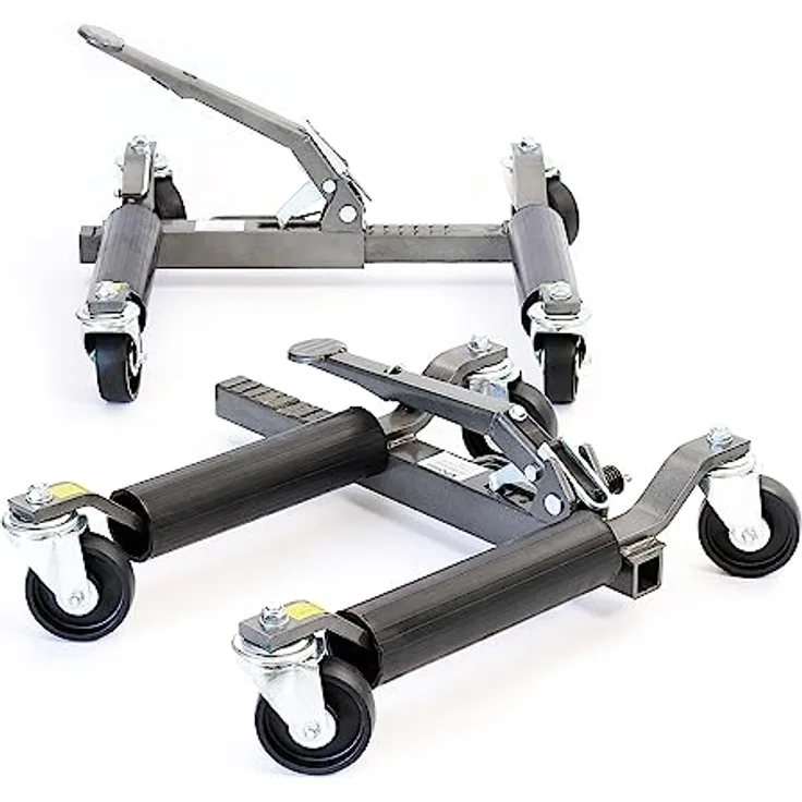 XPOtool Rangierheber 2er Set bis je 566 kg Wagenheber bis 30 cm Reifenbreite Rangierhilfe mit Rollen, robuste Bauweise, mühelose Manövrierbarkeit
