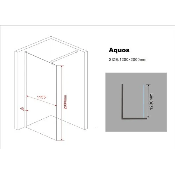 Glasdeals Walk-In Duschwand AQUOS-3502, 120 x 200 cm, Klarglas ESG, 10 mm, Easy-Clean, Aluminiumprofile mit verdeckter Verschraubung, flexible Wandausgleichsmöglichkeiten – Bild 6
