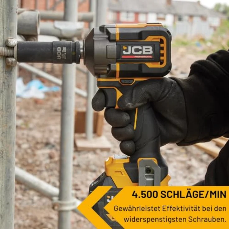 JCB Professional Akku-Schlagschrauber JCB-18PIW-350, 18V Kompakt, 4500 Schläge/min, bürstenlos, 1/2 Zoll, Gürtelclip, Solo-Version – Bild 4
