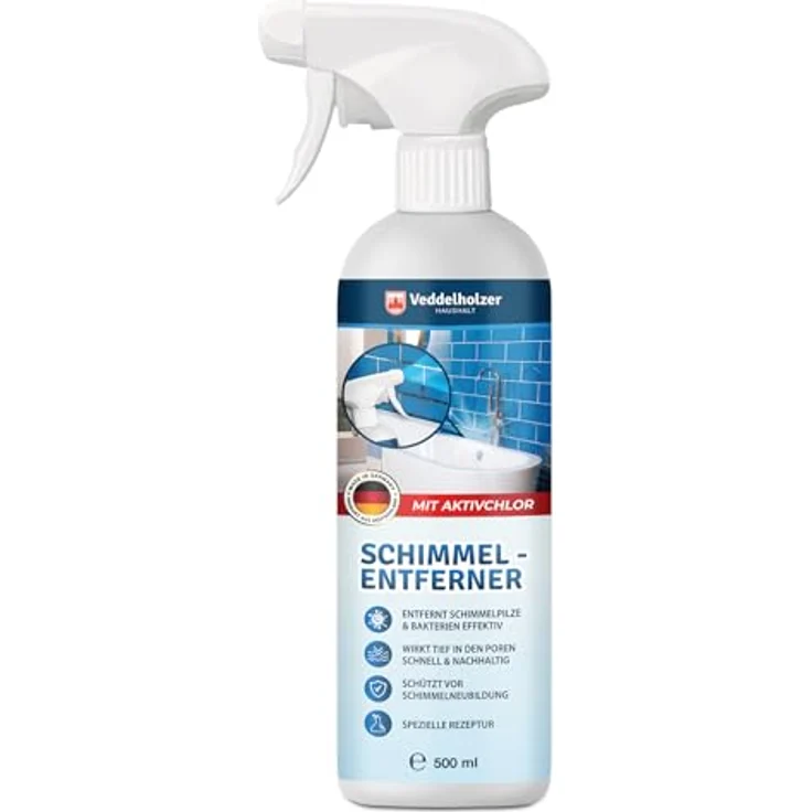 Veddelholzer Premium Schimmelentferner mit Aktivchlor, Anti Schimmelspray für Wände, Fenster, Bad und mehr, 500ml – Bild 1