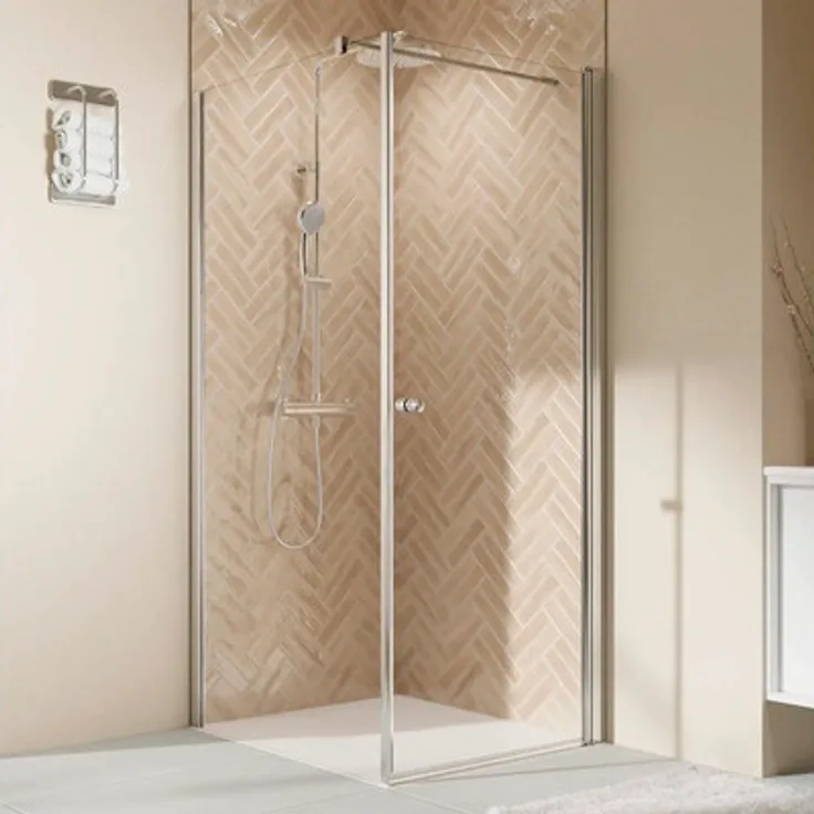 Duschtür BREUER Elana 2.0 80 x 200 cm Profil rund silber Klarglas Türanschlag rechts