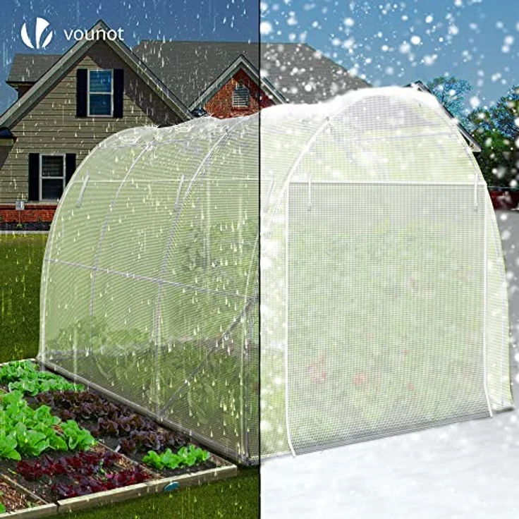 VOUNOT Gewächshaus Foliengewächshaus, Seitenwände Aufrollbar Winterfest, Tomatenhaus Folientunnel, 3x2x2m 6m², Weiß – Bild 4