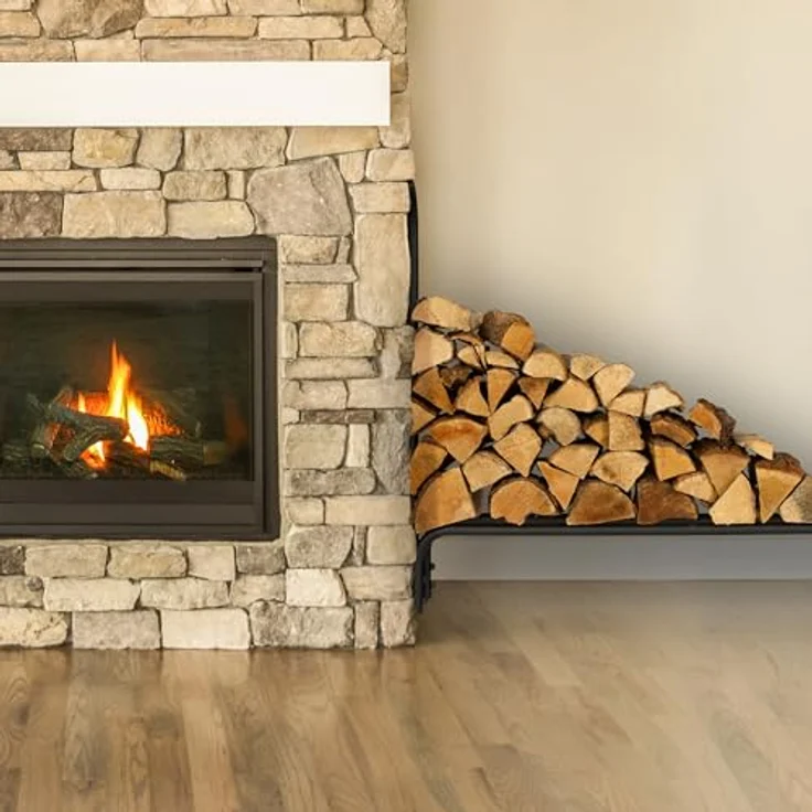 Relaxdays Kaminholzregal, Brennholzregal aus schmiedeeisen, Schwarz, HxBxT: 90x110x29 cm, für Scheite ab 25 cm, erweiterbar – Bild 2