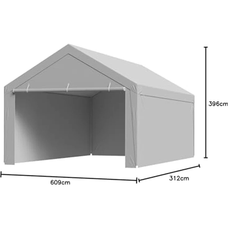 VEVOR Carport-Ersatzdach, 6,09 x 3,96 m, UV-beständige, strapazierfähige Garagenzeltplane mit Seitenwänden, grau, Rahmen nicht im Lieferumfang enthalten – Bild 10
