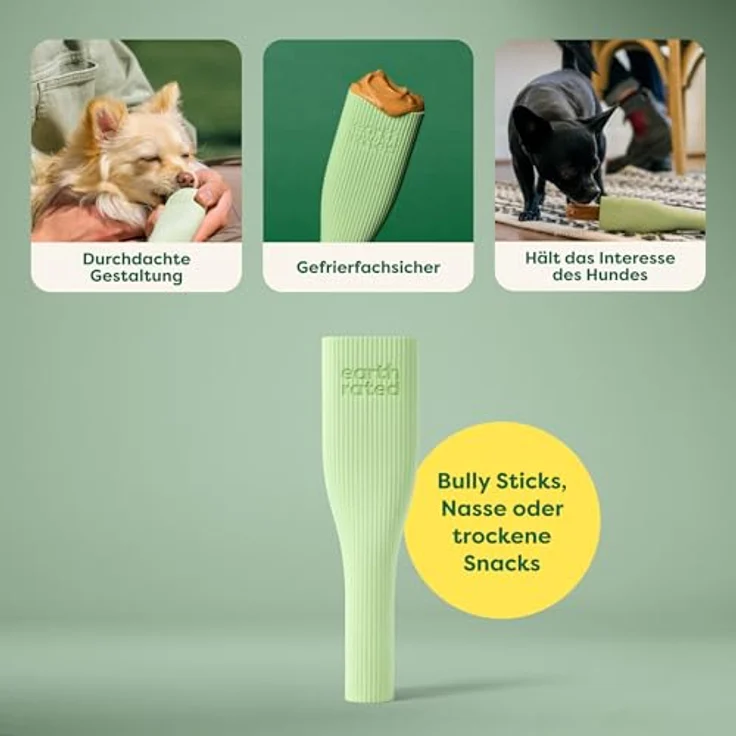 Earth Rated Kauspielzeug, interaktives Spielzeug aus Naturgummi für Hunde und Welpen, spülmaschinen- und gefriergeeignet, groß, grün – Bild 2