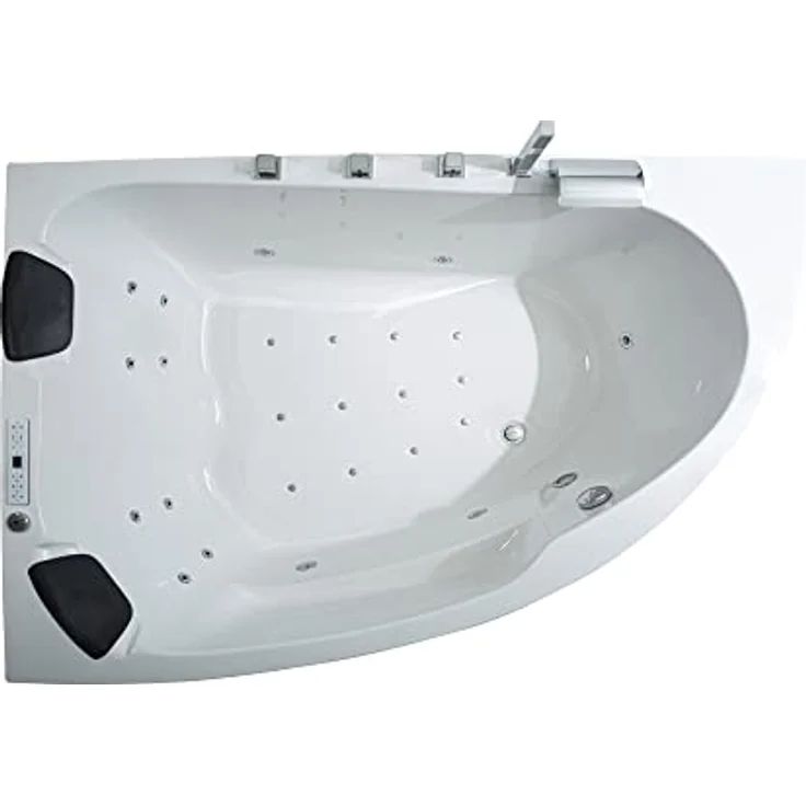 Basera® Whirlpool-Badewanne CLASSIC Indoor Eck-Whirlpool Badewanne Guam Li. 180x130cm für 2 Pers., (Komplett-Set), mit 25 Massagedüsen, Wasserfall, LED, Touchpanel, Bluetooth und Radio – Bild 2