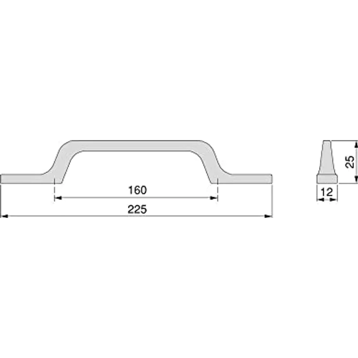 Emuca Möbelgriff, Achsabstand 160 mm, Länge 225 mm, Aluminium dunkelgrau, 5 Stück – Bild 2