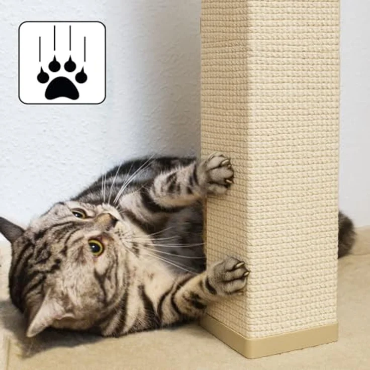 EYEPOWER 30 cm Pfotenfreund M8 Sisalstamm für Kratzbaum, 9 x 9 cm eckig, 100% Sisal, stabile Kratzsäule für Katzen, einfache Montage – Bild 3