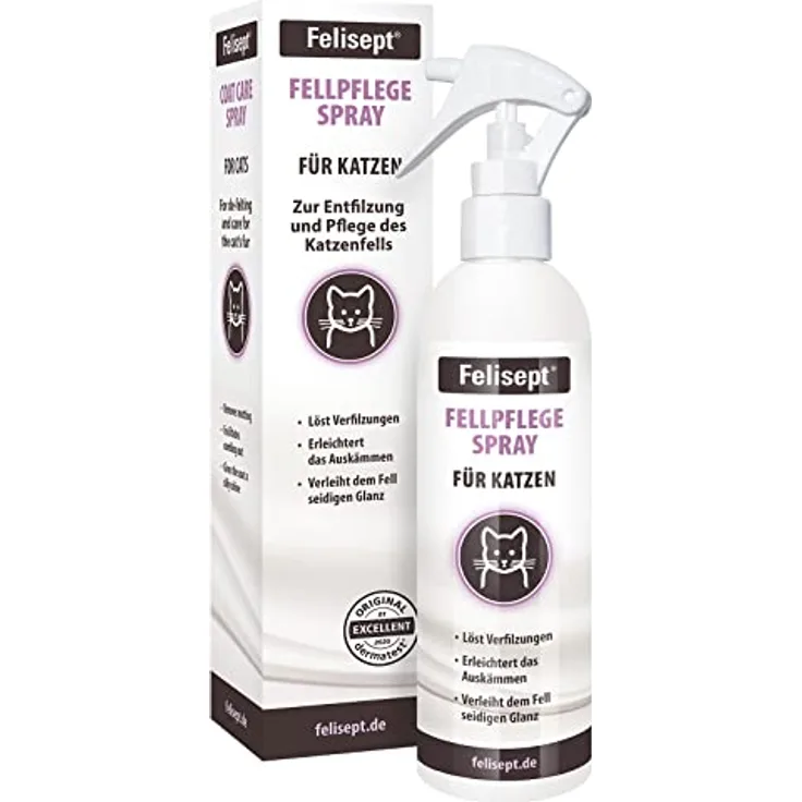Felisept Fellpflege Spray für Katzen, 250ml - zur Entfilzung, milde Pflege für Langhaarkatzen und Senioren