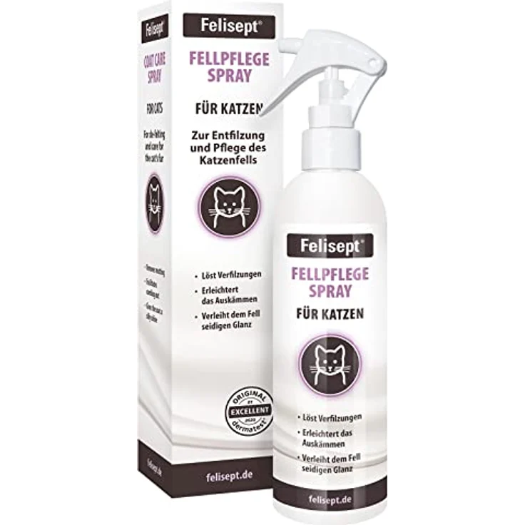 Felisept Fellpflege Spray für Katzen, 250ml - zur Entfilzung, milde Pflege für Langhaarkatzen und Senioren – Bild 1