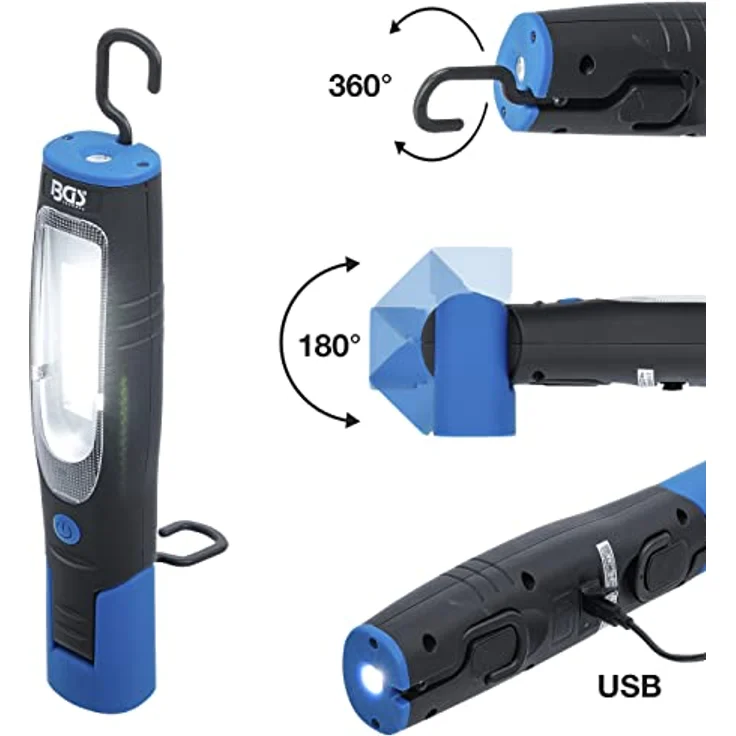 BGS 85345 | COB-LED-Werkstattleuchte mit Magnet und Haken – Bild 4