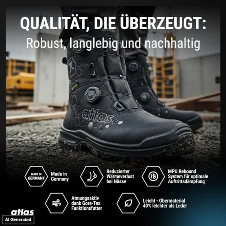 ATLAS XT 1050 BOA GTX Sicherheitsstiefel, Gr. 45, S3 SRC, metallfreie Durchtritthemmung, Gore-Tex, schwarz/anthrazit – Bild 5