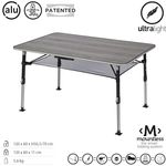 BRUNNER Campingtisch Klapptisch ELU NG 120, höhenverstellbar, wetterfestes Greywood-Design, Alu, 120 x 80 cm, 5,6 kg