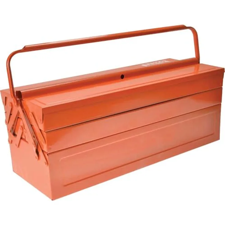 Bahco Metall-Werkzeugkasten, 5 Fächer, abschließbar, 530 mm x 200 mm x 200 mm, orange, robuste Stahlkonstruktion mit pulverbeschichteter Oberfläche