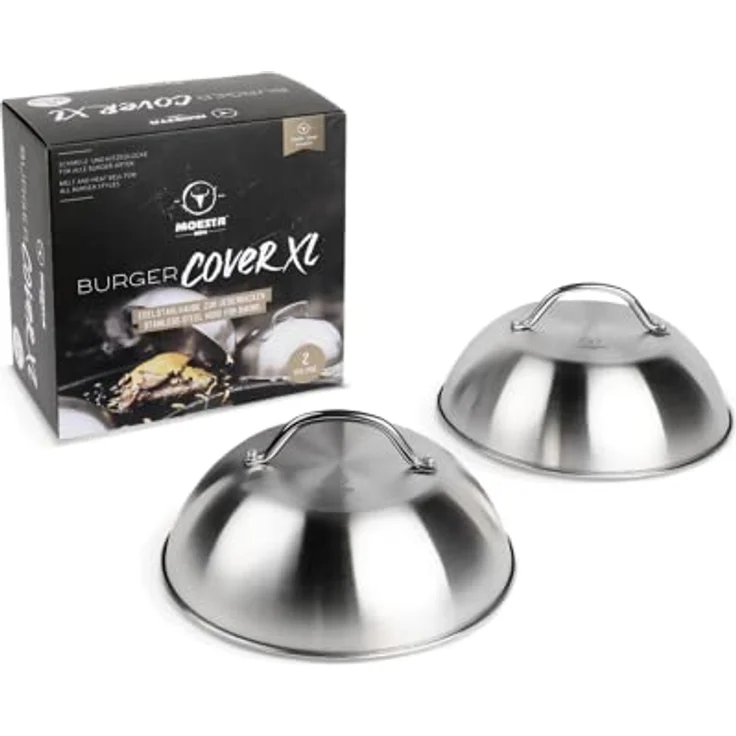 MOESTA-BBQ 19318 - XL BurgerCover 2er Set - Schmelzglocke für Cheeseburger – Schmelz- und Abdeckhaube für Grill und Teppanyaki – Bild 1