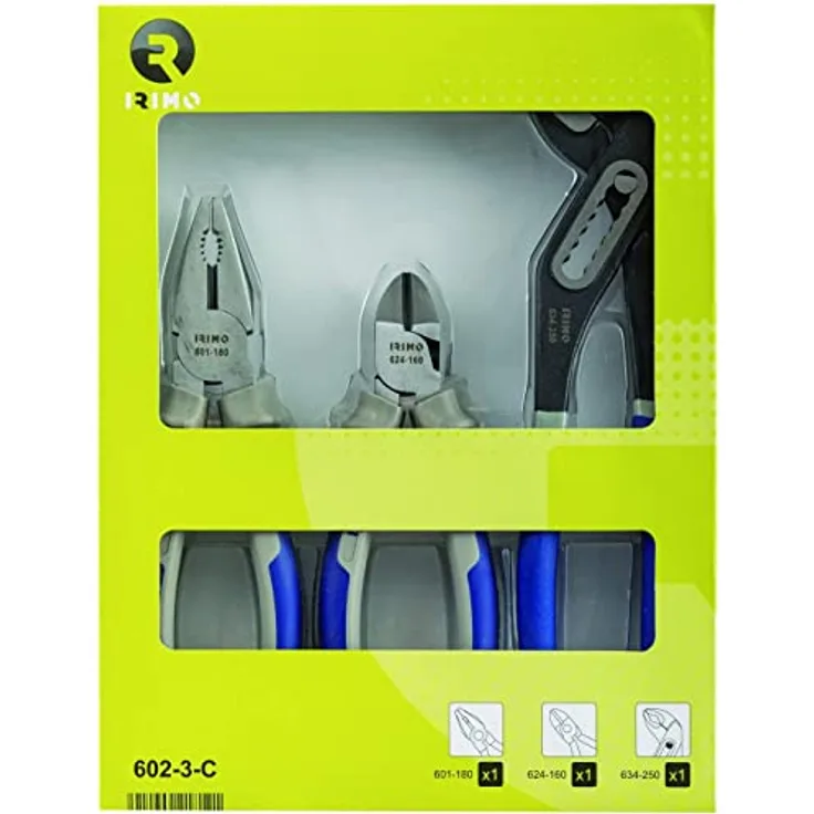Plier Set 3Pcs, Combination 180, Cutting 160, Slip Joint Plier 250 mm