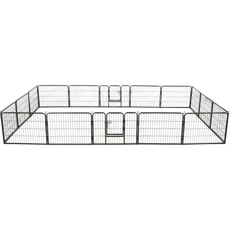vidaXL Hunde-Laufstall 16 Paneele Stahl 60x80 cm Schwarz