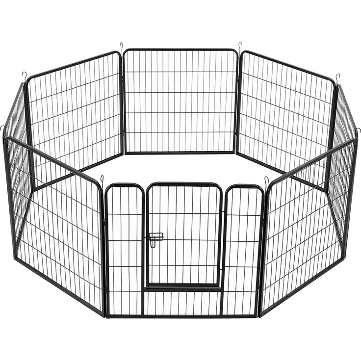 Juskys Welpenauslauf Plus 160 x 160 x 80 cm – Welpenlaufstall 8-teilig aus Metall – Freigehege mit Tür – Welpengitter für Hunde, Hasen & Kleintiere - Preisvergleich – Bild 9