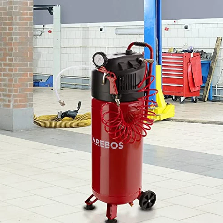 Canbolat Vertriebs Gmbh - AREBOS Druckluft Kompressor Luftkompressor 50L 10 Bar stehend 13-tlg Zubehör Rot - Rot – Bild 2