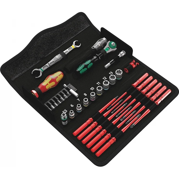 Wera Kraftform Kompakt W1 Wartung Werkzeugset 35-teilig Montageset mit robuster Tasche schwarz 05135926001 geringes Gewicht und Volumen – Bild 1