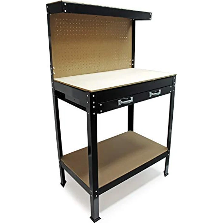 Werkbank 800x500x1400mm Werktisch Arbeitstisch Arbeitsplatte Lochwand Werkstatt Regal Schublade – Bild 1