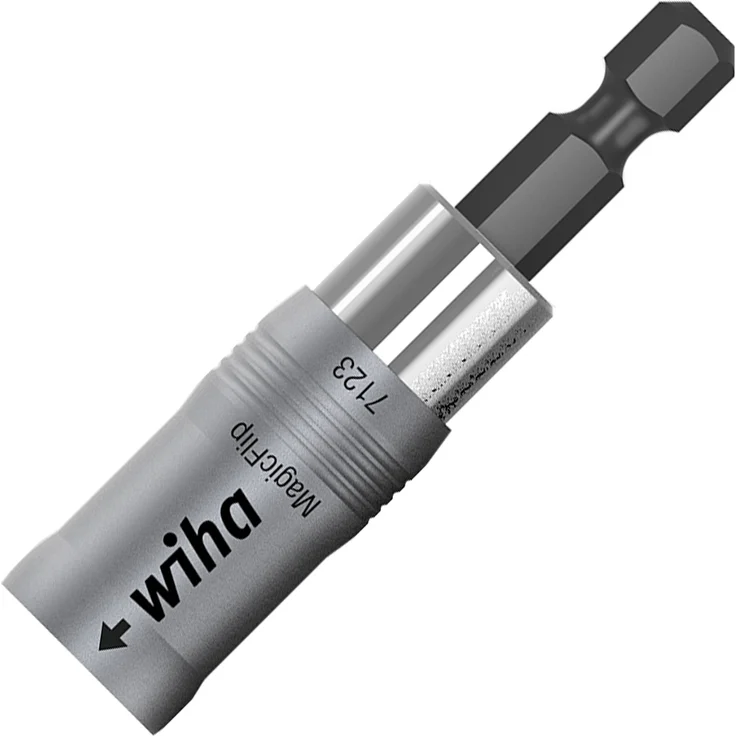 Wiha Bithalter MagicFlip Force magnetisch mit Ringmagnet, Universalhalter 62 mm, extra starke magnetische Bit Halterung 1/4" für Akkuschrauber – Bild 1