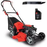 Scheppach MP150-46 Benzin Rasenmäher - 46cm Schnittbreite | 3,5 PS | 7-fache Schnitthöhenverstellung | 55 Liter Fangkorb | Seitenauswurf | Mulchfunktion | Reinigungsfunktion | inkl. Motoröl & Ersatzmesser