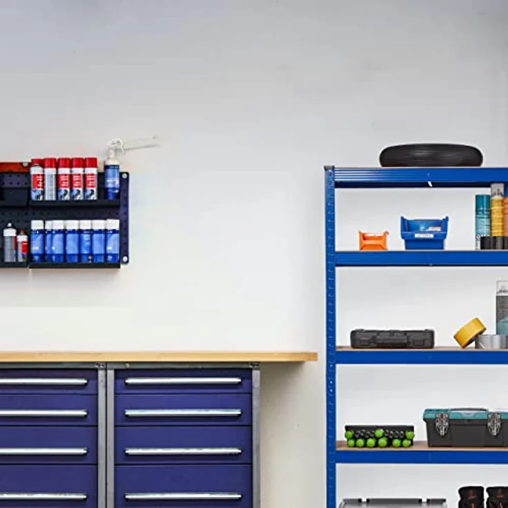 Schwerlastregal, HBT: 150 x 75 x 30 cm, Traglast: 875 kg, 5 Böden, zum Stecken, Keller & Garage, Stahl, blau – Bild 5