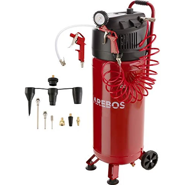 Canbolat Vertriebs Gmbh - AREBOS Druckluft Kompressor Luftkompressor 50L 10 Bar stehend 13-tlg Zubehör Rot - Rot – Bild 1