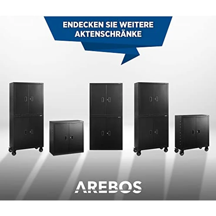 Aktenschrank Büroschrank Lagerschrank Materialschrank Stahlschrank Schwarz 90 x 40 x 90 cm - Schwarz - Arebos – Bild 7