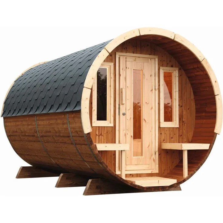 Wolff Finnhaus Saunafass 280 de luxe Thermoholz montiert schwarz 235x280 cm