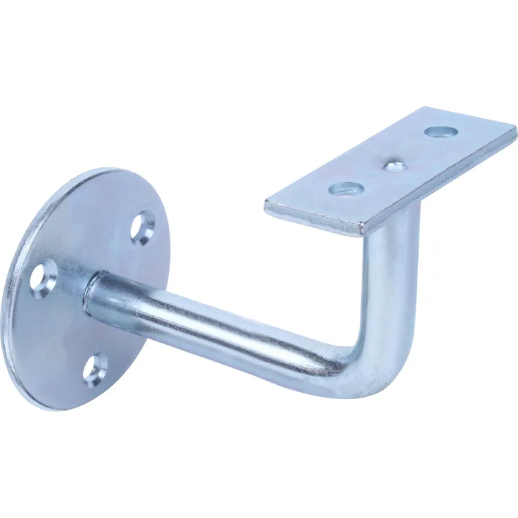 Alberts Handlaufstütze | zur Befestigung an der Wand | zum Anschrauben | Stahl roh, verzinkt | Platten-Ø 50 mm | Länge Auflage 50 mm | Breite Auflage 20 mm | 3er Set 
(702434)