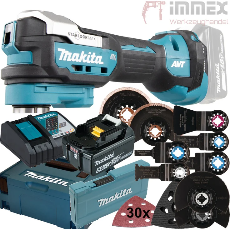 Makita DTM52T1JX2 18V LXT Akku-Multifunktionswerkzeug 1x Akku 5,0 Ah, 44-tlg. Zubehör-Set im MAKPAC – Bild 2