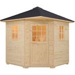 Artsauna Gartensauna Eldur mit 8 kW Ofen, Beleuchtung & Zubehör – Saunahaus aus Fichtenholz – Außensauna für 5 Personen – Outdoor Sauna 200x200x256 cm