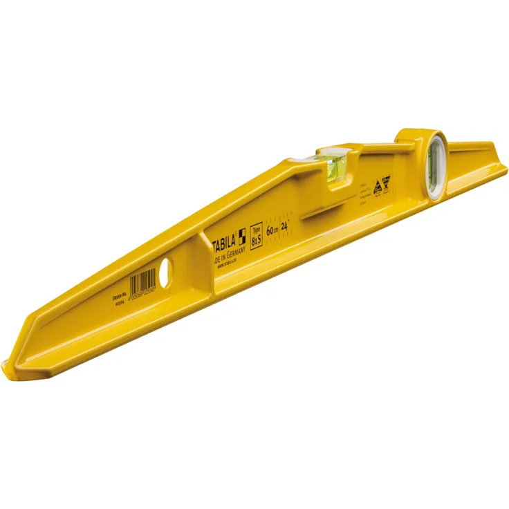 STABILA Wasserwaage Type 81 S, 60 cm, robustes Alu-Druckgussprofil, 1 Horizontal-Libelle, 1 Vertikal-Libelle, Made in Germany