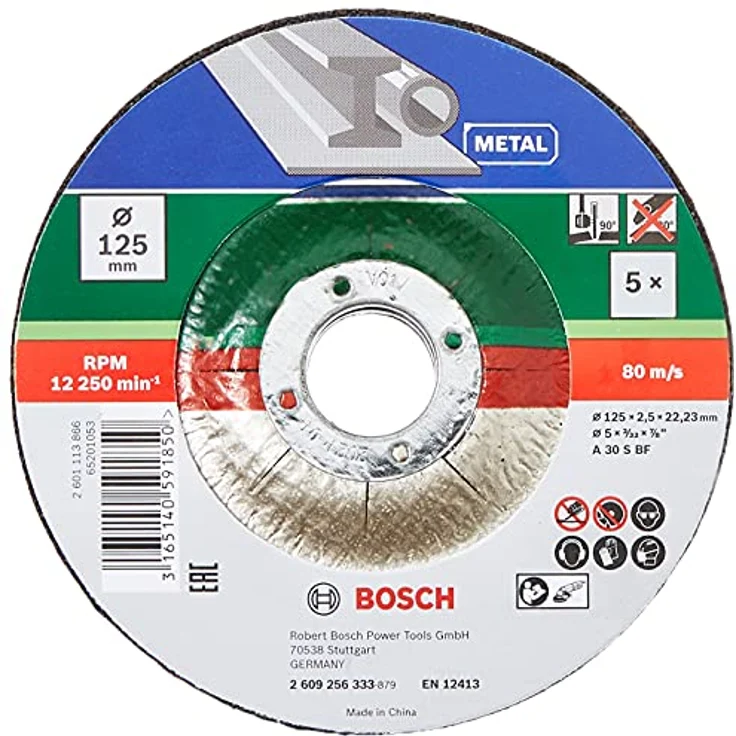 Bosch 5 Stück Trennscheibe (für Metall, Passend zu handgeführten Winkelschleifern mit einem Durchmesser der Trennscheiben von 125 mm, Zubehör Winkelschleifer) – Bild 2