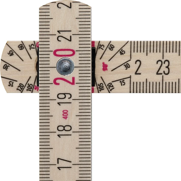 STABILA Zollstock Type 407 N, 2 m, naturfarben, metrische Skala, Winkelfunktion, Meterstab aus PEFC-zertifiziertem Holz, Stahlblechgelenke mit integrieter Stahlfeder – Bild 1