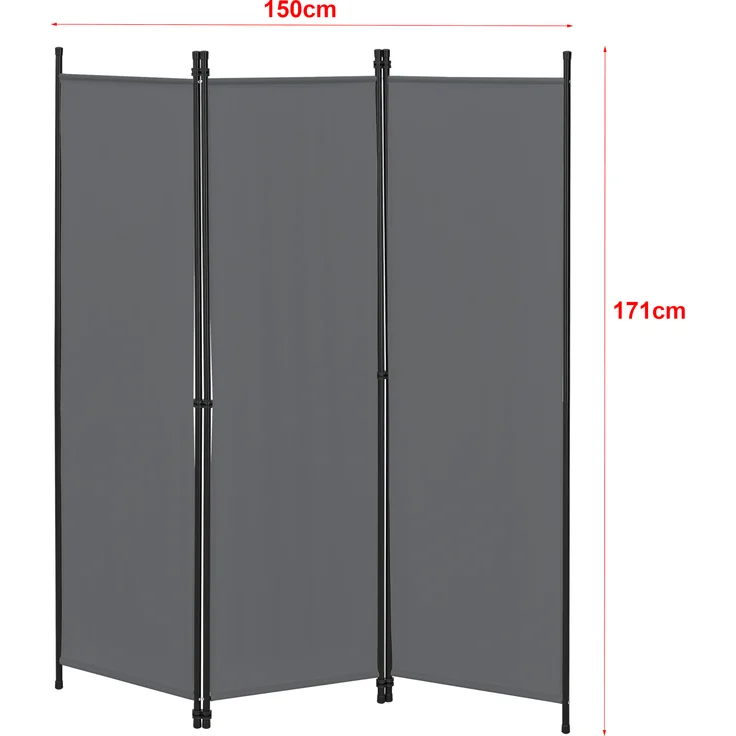 Raumteiler Huesca 3-teilig 150x171 cm Dunkelgrau en.casa – Bild 2