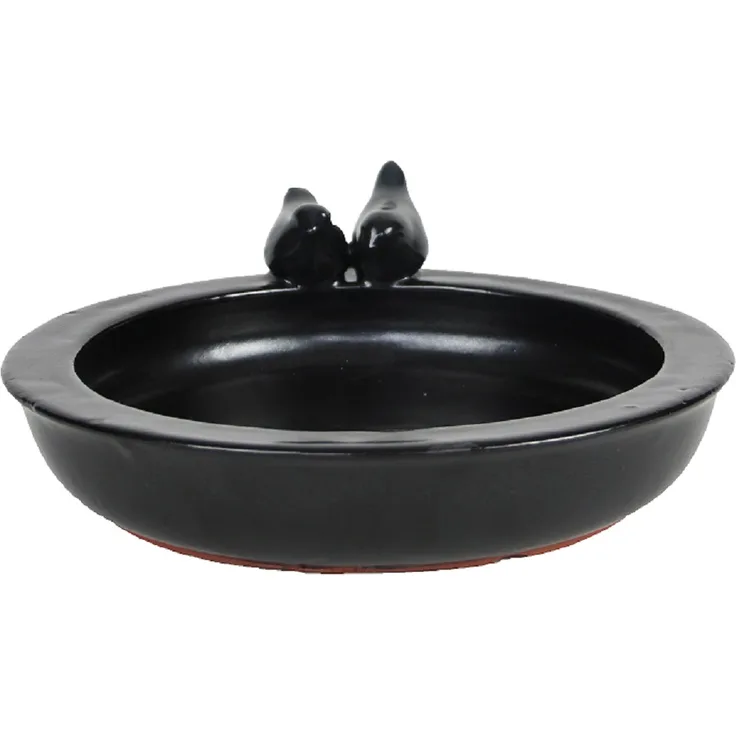 Esschert Design Keramik Vogelbad Farbe anthrazit-grau