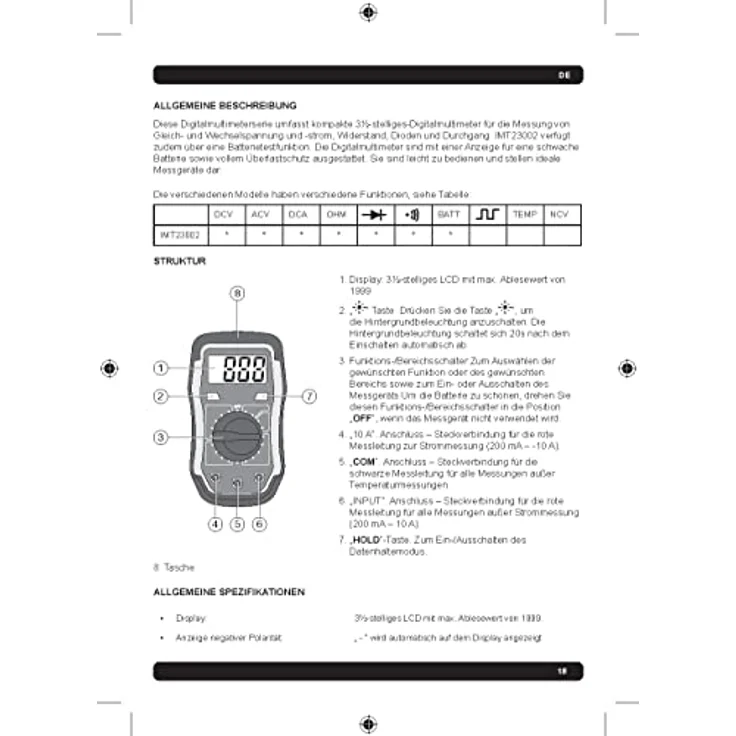 Schneider THORSMAN Digital Multimeter mit LCD-Display beleuchtet Kategorie 3 - 600V – Bild 5