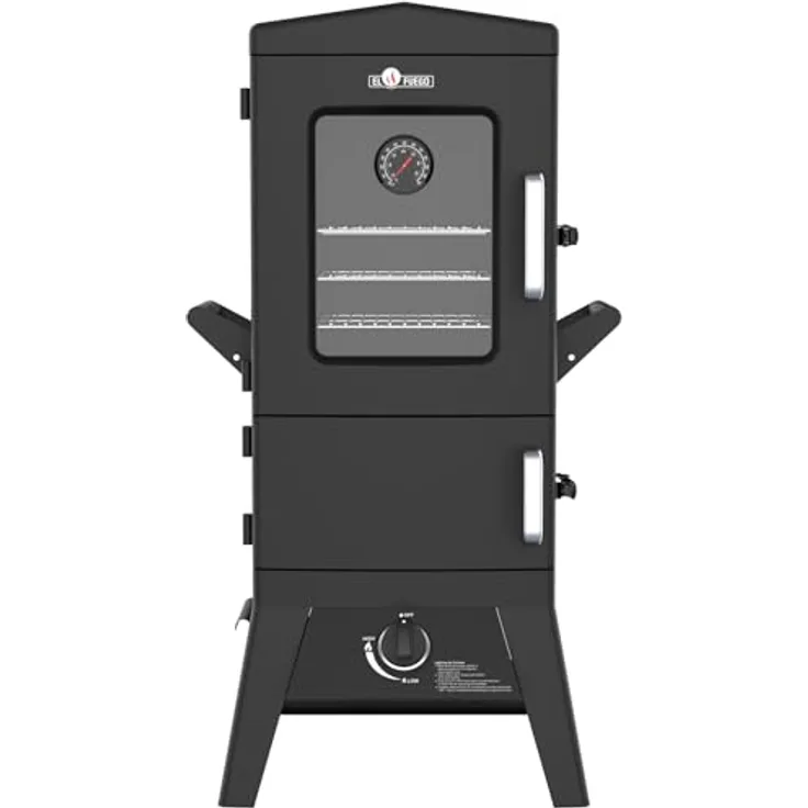 EL Fuego Gasgrill/Smoker Portland W2, Multifunktionales Grillgerät mit Glasfenster, 3,5 kW, Schwarz, 50 cm x 107 cm x 48 cm