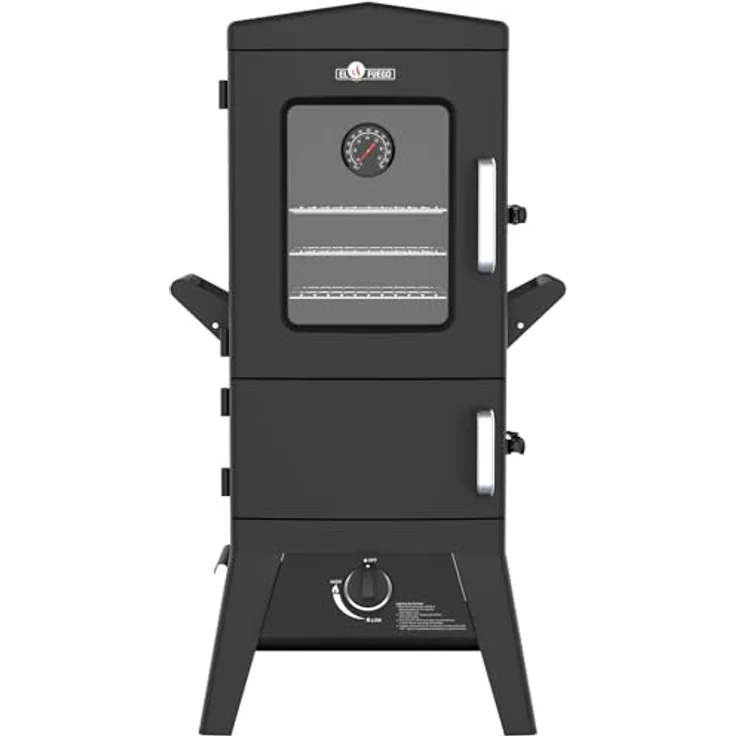 EL Fuego Gasgrill/Smoker Portland W2, Multifunktionales Grillgerät mit Glasfenster, 3,5 kW, Schwarz, 50 cm x 107 cm x 48 cm – Bild 1