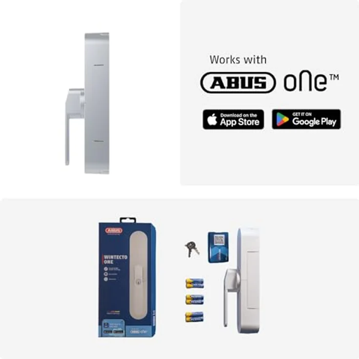 ABUS WINTECTO One – Smarter Fenstergriff mit Alarmfunktion für Terrassentüren, einfache Montage ohne Bohren, Silber, gleichschließend (AL0125) – Bild 4
