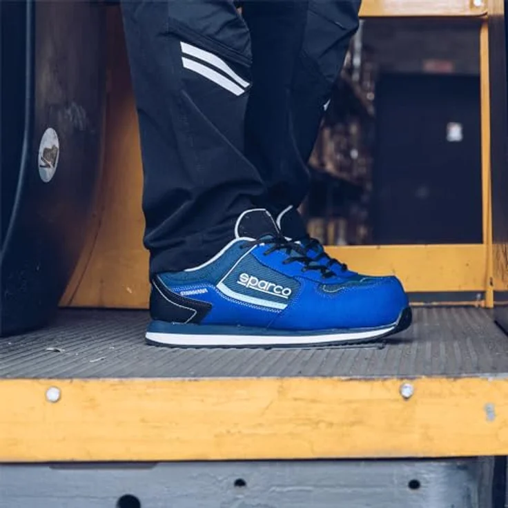 Sparco Gymhana Lando S1P SRC Sicherheitsschuhe, Sneaker-Stil, leicht, Velours-Mikrofaser und Mesh, Hellblau/Blau, Größe 41 – Bild 6