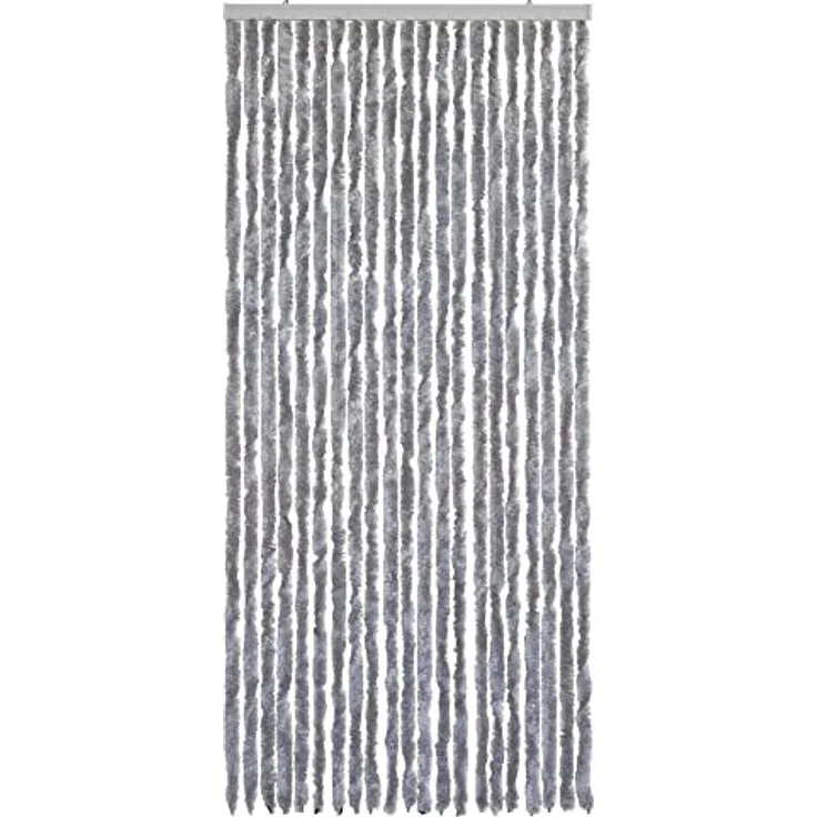WOHNWOHL Flauschvorhang (90x200 cm) • Wohnwagen Türvorhang • Fliegenschutz Balkontür • Insektenschutz Vorhang • Fadenvorhang Tür • Sichtschutz Wohnmobil • Farbe: Silber