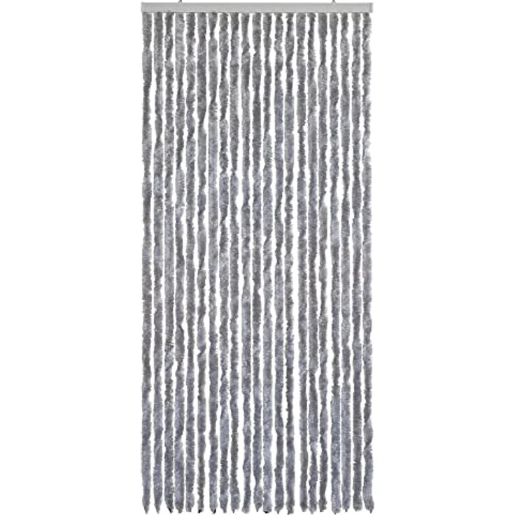 WOHNWOHL Flauschvorhang (90x200 cm) • Wohnwagen Türvorhang • Fliegenschutz Balkontür • Insektenschutz Vorhang • Fadenvorhang Tür • Sichtschutz Wohnmobil • Farbe: Silber – Bild 1