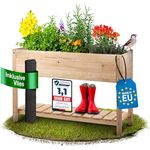 SCHWANFELD® 118x40x78cm Hochbeet Holz [Schutz vor Schädlingen] - inkl. praktischer Vlies - Hochbeete für Garten FSC® - Hochbeet mit Ablage (Wetterfest & Langlebig) - Hochbeete für Garten